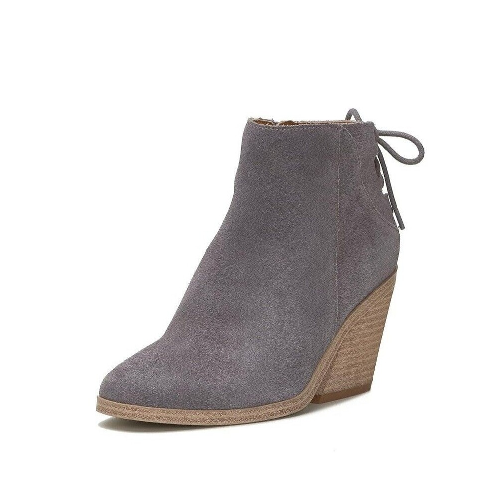 Lucky Brand Womens 8 M Grey Mikasi Lace-Up Booties DISPLAY RV8